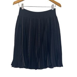 Etcetera Pleated Black Skirt Mesh Gauze Metal Flowy Movement Sashay Away! Small